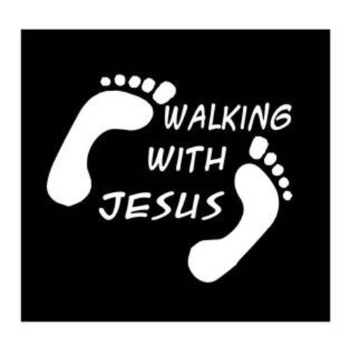 Chase Grace Studio  산책 with Jesus 종교적인 Christian Vinyl 데칼,스티커 Sticker|White|Cars 트럭 밴 SUV 노트북 툴 박스 벽면 Art|5.5 X 5|CGS309