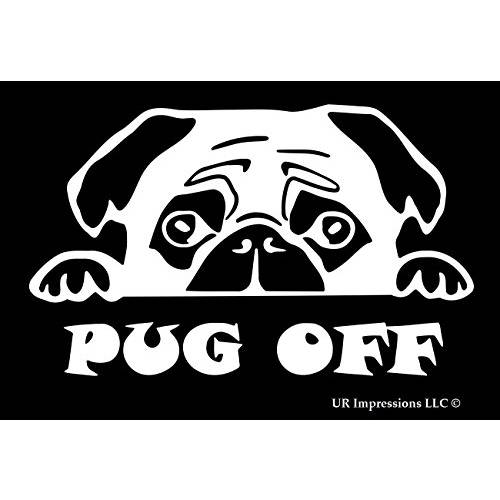 UR Impressions Pug Peeking - Pug 오프 데칼,스티커 Vinyl 스티커 그래픽 for 자동차 트럭 SUV 밴 벽 윈도우 Laptop|White|7.1 X 4.3 inch|URI440