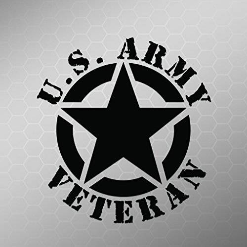아미 Veteran Star Vinyl 데칼,스티커 스티커 | 자동차 트럭 밴 벽 노트북 Cups | 블랙 | 5.5 X 5.1 Inch | KCD 1729B