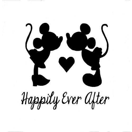 Happily Ever After 미키 and 미니 마우스 Disney 데칼,스티커 Vinyl Sticker|Cars 트럭 밴 벽 노트북| 블랙 |5.5 x 5.5 in|brandnameeng 1376