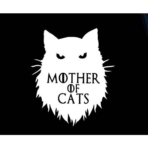 Mother of 고양이 Funny 게임 of Thrones 데칼,스티커 Vinyl Sticker|Cars 트럭 밴 벽 노트북| 화이트 |5.5 x 4.75 in|brandnameeng 1512