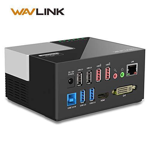 WAVLINK USB 3.0 범용 노트북 탈부착 스테이션 듀얼 비디오 디스플레이, HDMI, DVI& VGA, 기가비트 랜포트, 4 USB Data Ports, 2X USB 충전 Port for 노트북, 태블릿, Ultrabook, 안드로이드 5.0 Later 폰