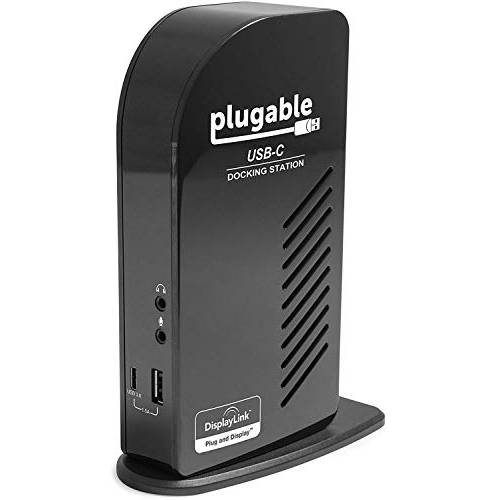 Plugable USB-C Triple 디스플레이 탈부착 스테이션 with 충전 지지,보호 파워 Delivery for Specific 윈도우 USB Type-C and 썬더볼트 3 Systems (2X HDMI and 1x DVI 출력, 5X USB Ports, 60W USB PD)
