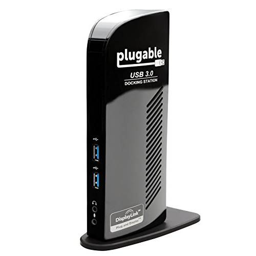 Plugable USB 3.0 범용 노트북 탈부착 스테이션 듀얼 모니터 윈도우 듀얼 비디오 HDMI and DVI VGA HDMI 기가비트 이더넷 오디오 6 USB 포트 for