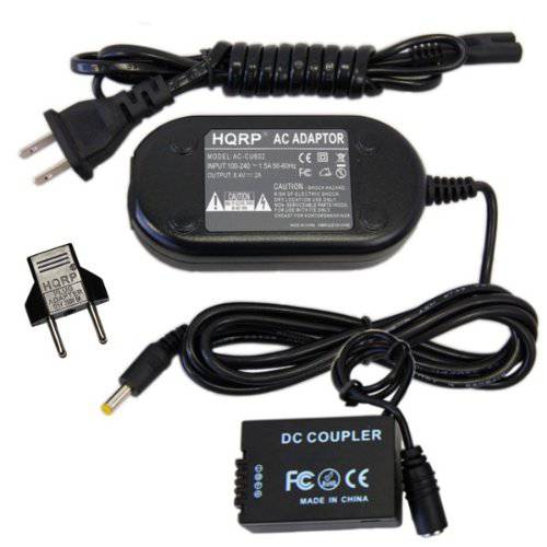 HQRP Kit AC 파워 어댑터 and DC 연장기,커플러 호환가능한 with 파나소닉 루믹스 DMC-FZ100 DMC-FZ150 디지털 카메라 플러스 유로 Plug 어댑터