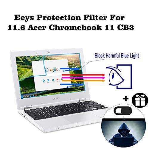 2 팩 Eyes 프로텍트 필터 호환 Acer Chromebook 11 N7 CB3-131 CB311 CB3-132, CB3-111 C720 C731 C740 11.6 AntiBlueLight&  눈부심 화면보호필름, 액정보호필름 (NONE 터치스크린)