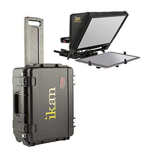 Ikan Elite 범용 라지 태블릿, 태블릿PC Teleprompter 서피스 프로&  아이패드 프로, 빔 분배기 70/ 30 글래스, w/ 롤링 케이스 (PT- Elite-PRO-TK) - 블랙