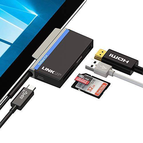 LINKUP - 마이크로소프트 서피스 GO 호환가능한 도크ing 스테이션 USB C 도크 | 5-in-1 SDXC 카드 리더,리더기 허브 | HDMI 4K USB-A 2.0 SD/ 마이크로SD USB-C 충전 Port | 호환가능한 with Original,오리지날 서피스 GO 파워 Plug