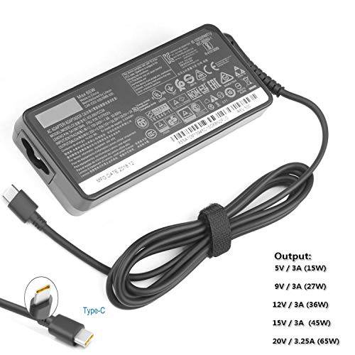 65W USB C AC 충전 for 레노버 Yoga C930, S730, 920, 730, 씽크패드 X1 카본 5th, 6th, 씽크패드 T480, T480S, P52S, P51S, E480, E485, E580, E585 L380, L480, E480 타입 C 노트북 파워 서플라이 어댑터 케이블
