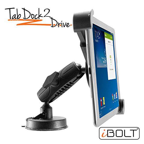 iBOLT Tabdock 2 Drive-Holder/ 마운트 with 석션 컵 and AMPs Plate BizMount- for Your 바람막이, 윈드쉴드, 대쉬보드, or 데스크 - 호환가능한 with 모든 7-10 태블릿: 아이패드, 삼성 갤럭시 Tab, 구글 넥서스