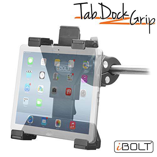 iBOLT TabDock 그립- 포스트/ 기둥 마운트 for 카트, Wheelchairs, 보트, Tripods, 헬스장 장비, 유모차, 골프 카트, 트랙터 etc. Fits 7-10 inch 태블릿 and 게시물 18mm-35mm in Diameter
