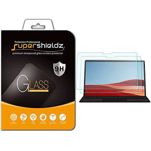 (2 팩) Supershieldz for 마이크로소프트 서피스 프로 X (13 Inch) 화면보호필름, 액정보호필름, ( 강화유리) 0.28mm, Anti 스크레치, 기포 프리