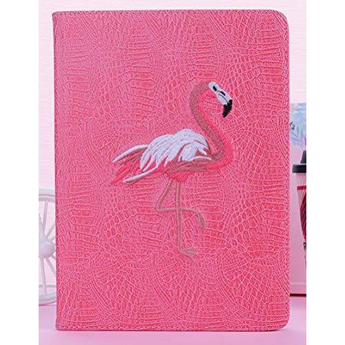 아이패드 에어 10.5 (3rd Generation) 2019 케이스, 아이패드 프로 10.5 2017 케이스, 핑크 Flamingo 3D 자수 스마트 오토 슬립/ 웨이크 with 스탠드 폴리오 PU Crocodile 가죽 하드 커버 케이스 (Flamingo) (Flamingo)