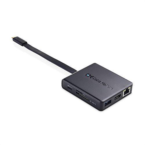 Cable Matters USB C 허브 with 4K HDMI, 80W 충전, UHS-II 카드 리더,리더기, 4X USB, and 기가비트 랜포트 - USB-C and 썬더볼트 3 Port 호환가능한 with Suface 프로 7, 맥북 프로, 델 XPS and More