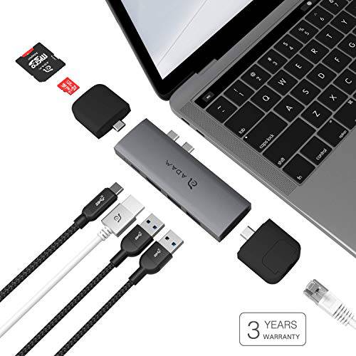 ADAM elements CASA 허브 10E - 10-in-1 허브 for 맥북 프로 2019/ 2018/ 2017, 맥북 에어 2019/ 2018 - USB 3.1, HDMI 4K@30Hz, 썬더볼트 3 w/ 100W USB-C PD - SD/ 마이크로SD, 랜포트, USB Modules (스페이스 그레이)