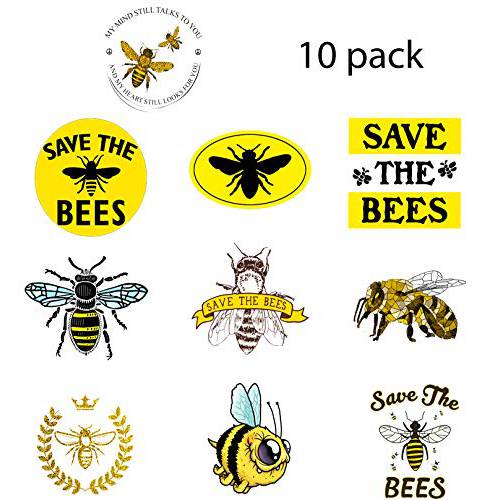GTOTd  스티커 for Save The Bees -10 Pcs 허니 Bee 데칼,스티커 Vinyl 방수 스티커 스케이트 보드 기타 여행용 케이스 스티커 문,문틈 노트북 짐가방,캐리어 차량용 자전거 Bicycle 헬멧 스티커