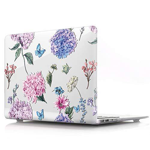 HRH Fashion Flower 클리어 글로시 Design 노트북 바디 쉘 Protective PC 하드 케이스 for 맥북 에어 13.3 Inch (A1466/ A1369, Older Version 출시 2010-2017) Not 호환가능한 2018 A1932 맥북 에어 13