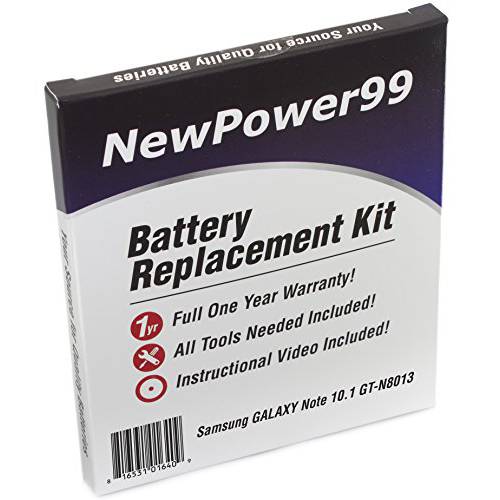 배터리 Kit for 삼성 갤럭시 노트 10.1 GT-N8013 with 비디오 Instructions, 툴, and Extended Life 배터리 from NewPower99