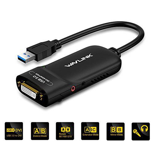 Wavlink USB 3.0 범용 탈부착 스테이션 for 노트북 듀얼 비디오 모니터 디스플레이 HDMI, DVI& VGA, 기가비트 랜포트, 오디오, 4USB 3.0 Ports, 2 USB-C Ports-PD 기능 Not 지원