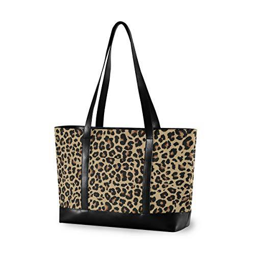 Cheetah Leopard 노트북 토트 백, Fits 15.6 Inch 노트북, 여자,여성용,우먼스 경량 Canvas 가죽 토트 백 숄더 Bag(i)