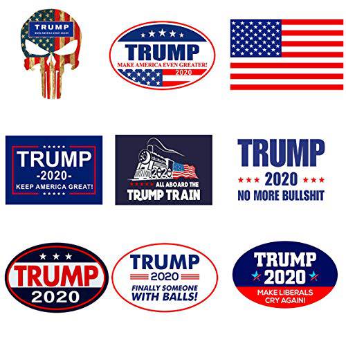 GTOTd  스티커 Trump 2020& American 깃발 라지 사이즈 Sticker(9PCS No 중복색깔). Bumper Trump 2020 스티커 Patriots 데칼,스티커 도구 Make Liberals Cry Again/ Punisher Trump. Great 기프트 for Any Patriot.