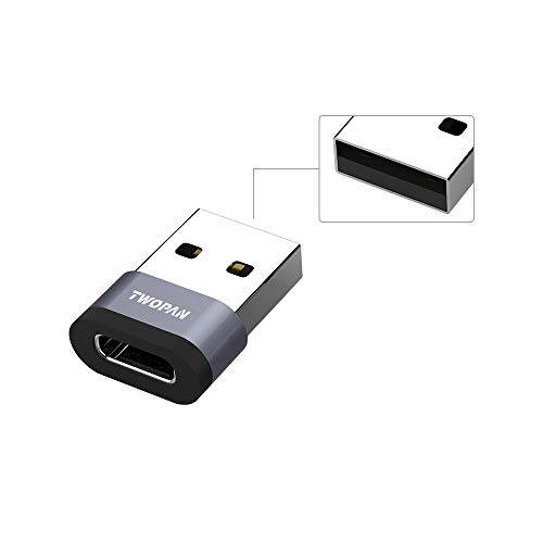 TWOPAN ACA1 USB C Female to USB A Male 어댑터, 호환가능한 with 노트북, 파워 충전 and 보조배터리, 파워뱅크, Work with More 디바이스 with 스탠다드 USB A Port, 스페이스 그레이.