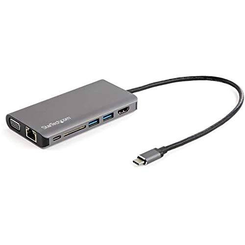 StarTech .com USB C 멀티포트 어댑터 - USB-C 미니 여행용 도크 w/ 4K HDMI or 1080p VGA - 3x USB 3.0 허브, SD, GbE, 오디오, 100W PD Pass-Through - 휴대용 탈부착 스테이션 for 노트북/ 태블릿, 태블릿PC (DKT30CHVAUSP)