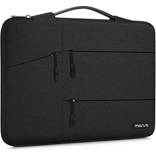 MOSISO 360 Protective 노트북 슬리브 호환가능한 with 맥북 프로 16 Inch, 15 15.4 15.6 inch 델 레노버 HP Asus Acer 삼성 소니 Chromebook, 폴리에스터 백 with 수납,정리함,꽂이 주머니& 트롤리 벨트, 블랙