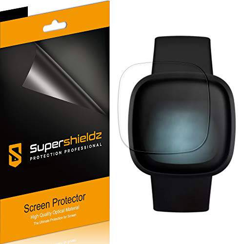 (6 팩) Supershieldz 핏빗 베르사 3 and 핏빗 Sense 화면보호필름, 액정보호필름, (풀 커버리지) 하이 해상도 클리어 쉴드 (TPU)