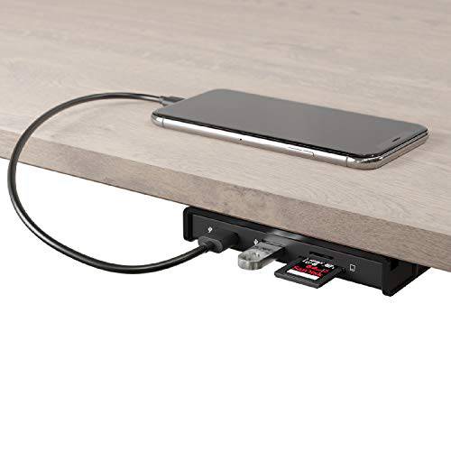 HumanCentric UnderDock | USB-C 노트북 탈부착 스테이션 - 마운트 언더 데스크 a Wire-Free 데스크 (싱글 HDMI, 이더넷, 3 USB-A, SD&  마이크로 SD, 2 USB C PD) - 포함 벽면 충전기