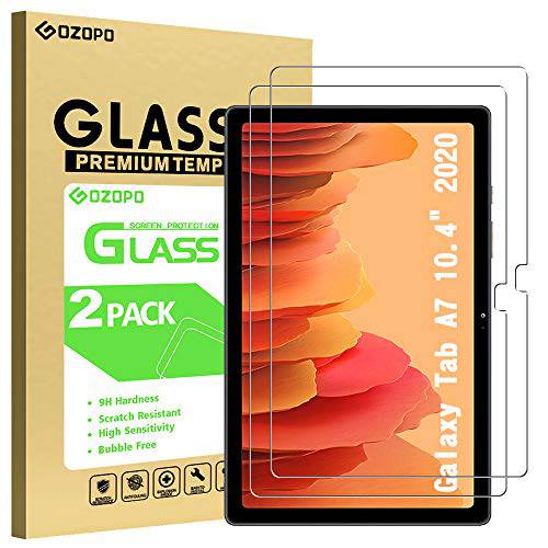 GOZOPO  호환가능한 갤럭시 탭 A7 화면보호필름, 액정보호필름 탭 A7 10.4 (2020) 모델 T505/ T500/ T507, 프리미엄 2.5D 라운드 엣지 강화유리 필름 삼성 갤럭시 탭 A7 10.4 (2-Pack)