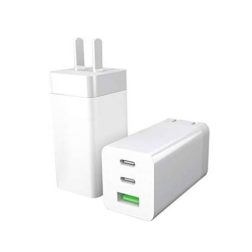 USB C 충전기 65W, iFoo 3-Port [GaN Tech ] 퀵 충전기 하이 파워 고속충전기 2 USB C 포트+ 1 USB A 포트  아이폰,  맥북 프로, 아이패드, 에어팟 프로, 갤럭시, 스위치