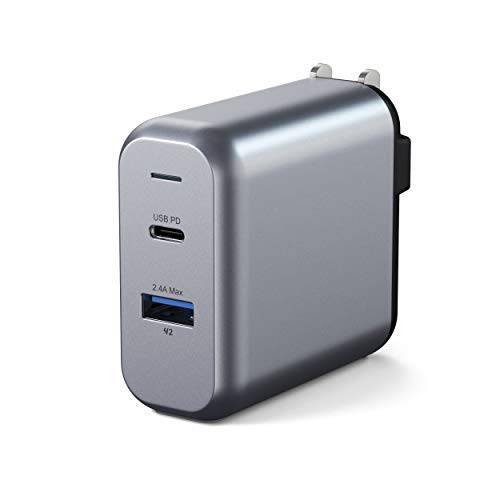 Satechi 30W 듀얼- 포트 벽면 충전기 어댑터  USB-C PD& USB 3.0 포트 - 호환가능한 2019 아이패드, 2018 아이패드 프로, 2018 맥북 에어, 아이폰 11 프로 맥스/ 11 프로/ 11 (USA)