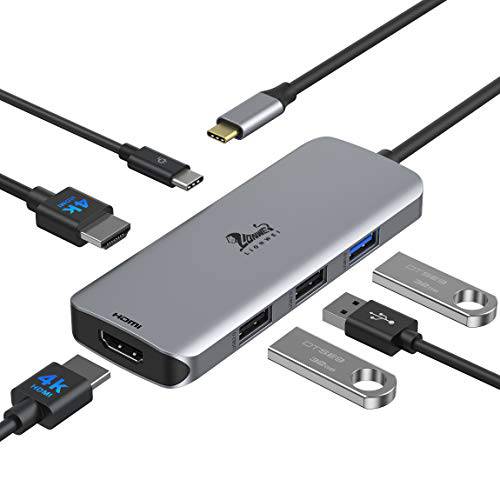 USB C 허브 듀얼 HDMI, USB C to 듀얼 모니터 어댑터 듀얼 4K HDMI, 3 USB, PD 충전 포트, USB C 탈부착 스테이션 호환가능한 Dell XPS 13/ 15, 레노버 요가, HP x360 and More Type-C 노트북