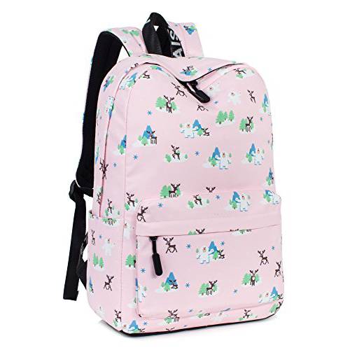 Leaper  귀여운 사슴 노트북 백팩 여행용 백 학교 백팩 걸스 데이팩 핑크
