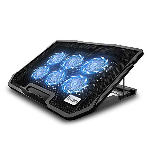 Lsxvern 노트북 쿨링 패드, 6-Fan 노트북 노트북 쿨러 쿨링 패드 LED 라이트, 듀얼 2.0 USB 포트, 적용가능한 12-17 인치 노트북