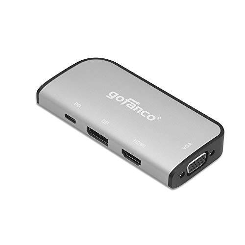 gofanco USB-C MST 싱글/ 듀얼/ 트리플 비디오 디스플레이 노트북 탈부착 스테이션 (썬더볼트 3 호환가능한 허브/ 도크) w/ HDMI/ DisplayPort,DP/ VGA 모니터 어댑터 (DP Alt-Mode 필수) USB-C 데이터/ PD 충전 포트