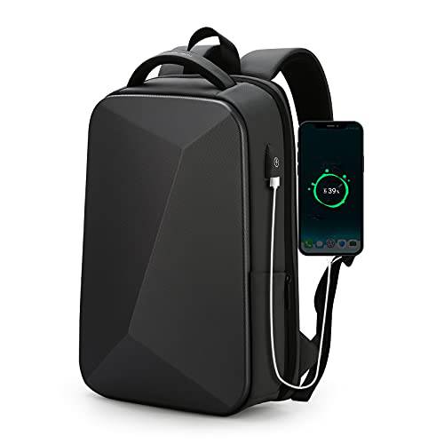 하드 쉘 Backpack15.6 인치, 확장가능 비지니스 노트북 백팩, 게이밍 등산용배낭 Anti-theft 백팩 방수 USB 충전 포트, TSA 잠금 대학/ 여행/ Work, 20-35L, 블랙, FENRUIEN