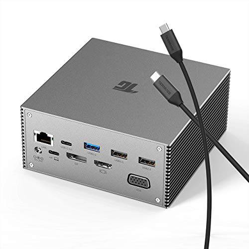 탈부착 스테이션, 16-in-1 USB C 도크 USB-C 노트북, 4K 트리플 디스플레이 노트북 도크 스테이션, 60W 충전 노트북 (HDMI/ DP/ VGA/ SD TF 카드 리더, 리더기/ 2USB-C/ 기가비트 이더넷/ 오디오/ 마이크/ 5USB)