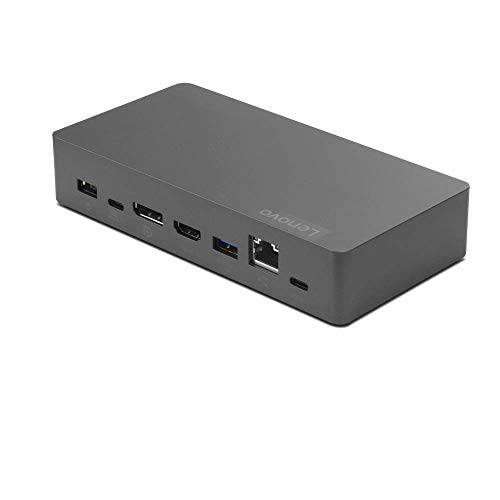 레노버 썬더볼트 3 에센셜 도크, 범용 호환성, 135W 어댑터, 1x 110V 2 핀 파워 케이블, 스탠다드 썬더볼트 케이블, 2 USB-A 3.0, 2 USB-C Downstream 포트, 40AV0135US, 아이언 그레이