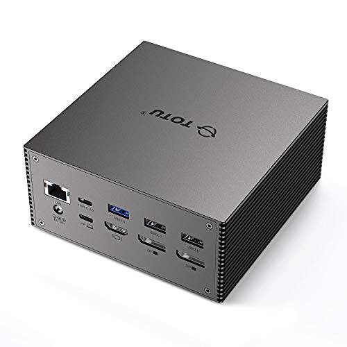 TOTU 업그레이드된 범용 USB-C 4K 트리플 디스플레이 탈부착 스테이션 충전 지원  맥북&  윈도우 타입 C 시스템 (2 4K DP, 4K HDMI, 6 USB 포트, PD), Extended 디스플레이 맥OS
