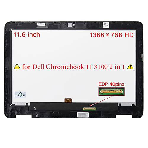 GBOLE 교체용 Dell 크롬북 11 3100 2 in 1 LCD 터치 스크린 베젤 디지타이저 조립품 9MH3J 11.6 인치 HD 1366x768, (No 터치 스타일러스 기능)
