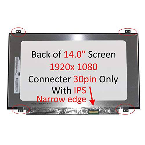 Fullcom New 14 인치 스크린 N140HCE-EN1 Also 호환 N140HGA-EA1, NT140FHM-N43 1920x1080 30 핀 좁은 bazel 매트 LCD 교체용 (IPS)