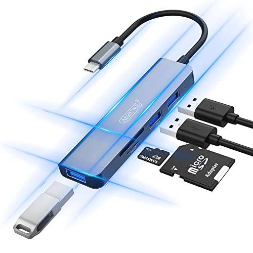 USB C 어댑터, 업그레이드된 듀러블 ASZUNE 5 in 1 범용 USB C 허브 멀티포트 어댑터 타입 C to USB 어댑터 3.0 USB SD TF 카드 리더, 리더기 OTG 어댑터 아이패드 아이맥 아이폰 13 삼성 키보드 마우스