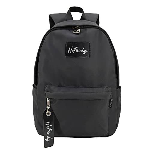 HiFenly 경량 노트북 백팩 캐쥬얼 Day 백팩 여성용 or 남성용 Stylish 백팩 학교 여행용 백팩 2 사이드 포켓 (Black-backpack)