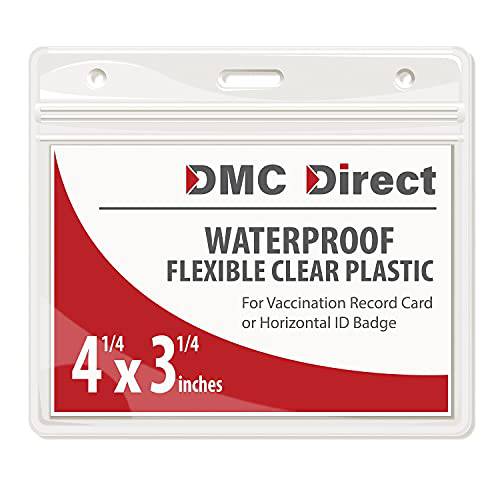 DMC 다이렉트, CDC Vaccination 카드 보호 4 X 3 인치 Immunization LP레코드 Vaccine 카드 커버 홀더 클리어 비닐 플라스틱 슬리브 방수 타입 밀봉가능,밀봉 지퍼 (3 팩)