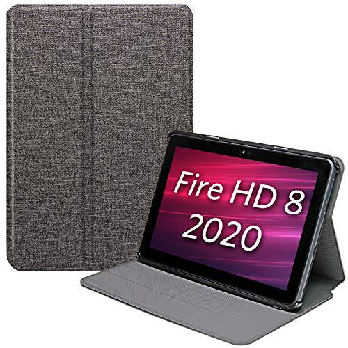 CoBak 커버 HD 8 태블릿, 태블릿PC - 프리미엄 가죽 케이스 호환가능한 10th 세대 태블릿, 태블릿PC, 2020 출시, 그레이.