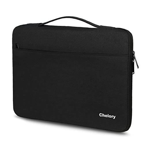 Chelory 노트북 슬리브 케이스 호환가능한 맥북 프로/ 15 서피스 북 2, 14 인치 크롬북/ HP/ 레노버 노트북 컴퓨터, 14-15.4 방수 보호 커버 백 2 악세사리 포켓, 블랙