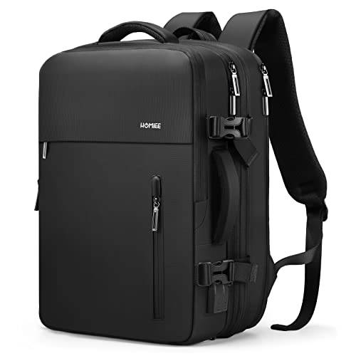 HOMIEE Carry on 여행용 백팩 남성용 여성 38L 엑스트라 라지 핸드 짐가방,캐리어 백팩 확장가능 비행 승인 위캔더 백팩 Fits 15.6 인치 노트북