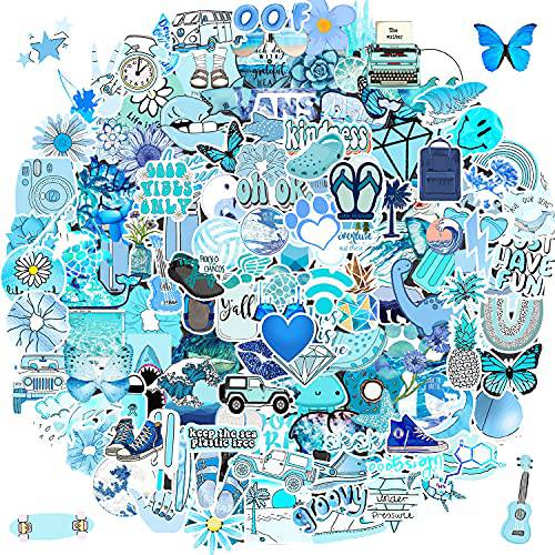 블루 스티커 150 팩 Funny 귀여운 스티커 Teens, 걸스, 성인 스티커 적용가능한  물병, 워터보틀, 노트북, 폰, 하이드로 플라스크 비닐 방수 미적 스티커 팩